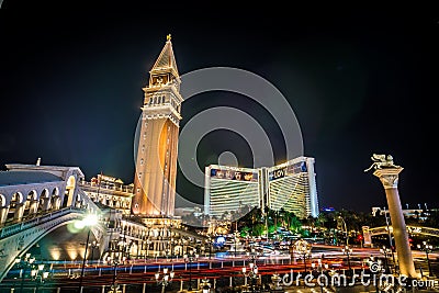 Nightime on vegas strip in las vegas nevada Editorial Stock Photo