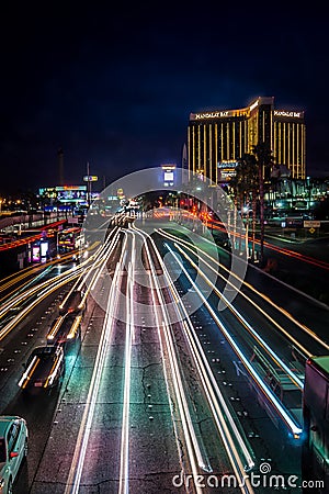 Nightime on vegas strip in las vegas nevada Editorial Stock Photo