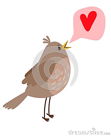 Nightingale cute bird icon Vector Illustration