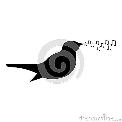 Nightingale singing tune song Bird musical notes Music concept icon black color vector illustration flat style image Vector Illustration