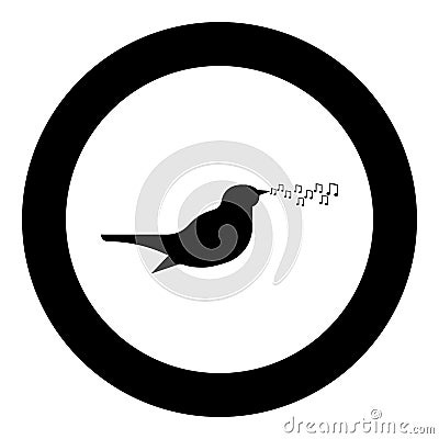 Nightingale singing tune song Bird musical notes Music concept icon in circle round black color vector illustration flat style Vector Illustration