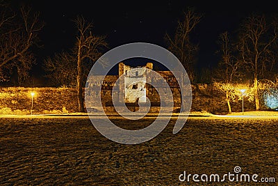 Nightly castle wall Stock Photo