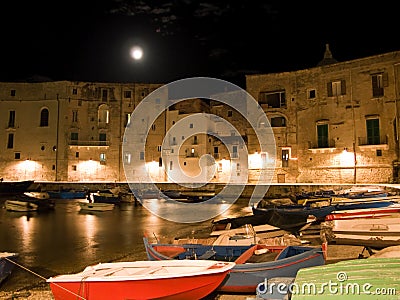 Nightly landscape of Monopoli. Apulia. Stock Photo