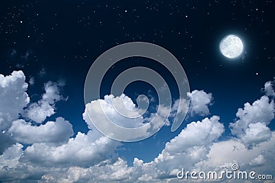 Nightly sky with full moon Stock Photo