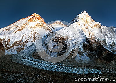 Nightly view of Mount Everest, Lhotse and Nuptse Stock Photo