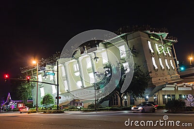 Nightly view on upside-down Wonderworks building Editorial Stock Photo