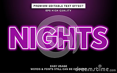 Nights editable text effect Vector Illustration