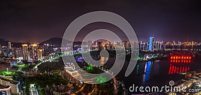 CITY Nightscape of district government in Xiamen,haicang Editorial Stock Photo