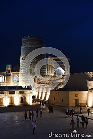 Nightscape of Khiva, Uzbekistan, Asia. Editorial Stock Photo