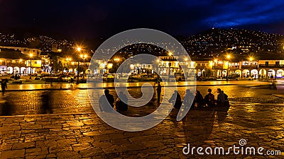 Nightscene in Cusco - Peru Editorial Stock Photo