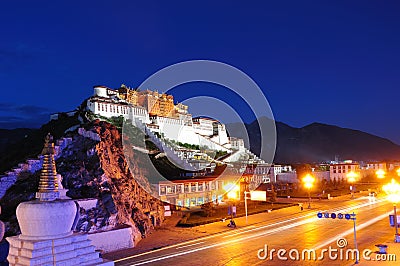 Nightscene of Potala palace Stock Photo