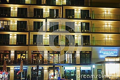 Nightshot of the cityscape of the small Baltic Sea town of Bansin on the island Usedom in Germany Editorial Stock Photo