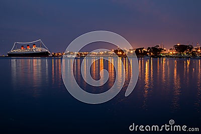 Queen Mary Ship moored at the dock in Long Beach Editorial Stock Photo