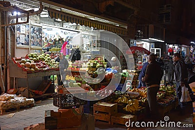 Nighttime Market Jeruselam Editorial Stock Photo