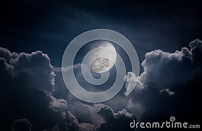 Nighttime sky with clouds, bright full moon would make a great b Stock Photo