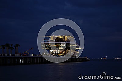 Striking Nighttime View of the New St. Pete Pier Stock Photo