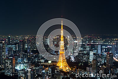 Nighttime view of Tokyo Tower, Tokyo City View At night, Tokyo, Editorial Stock Photo