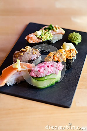 Nigiri sushi mix Stock Photo