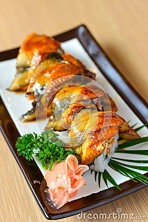 Unagi nigiri sushi grilled eel Stock Photo