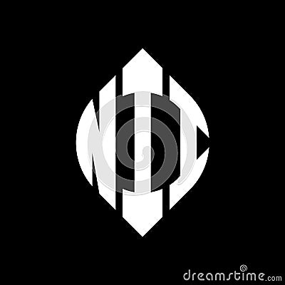 NII circle letter logo design with circle and ellipse shape. NII ellipse letters with typographic style. The three initials form a Vector Illustration