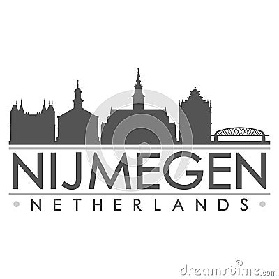 Nijmegen Netherlands Europe Skyline Silhouette Design City Vector Art Famous Buildings. Vector Illustration