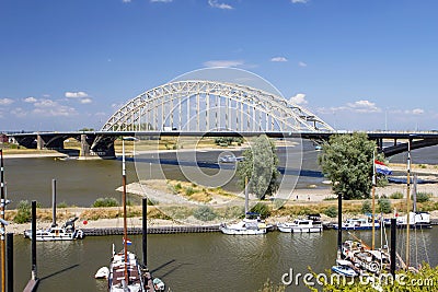 The river `Waal` at Nijmegen, Gelderland, the Netherlands. Editorial Stock Photo