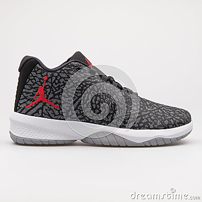 Nike Air Jordan B. Fly black, grey and red sneaker Editorial Stock Photo