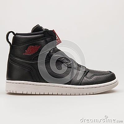 Nike Air Jordan 1 High Zip Premium black, red and white sneaker Editorial Stock Photo