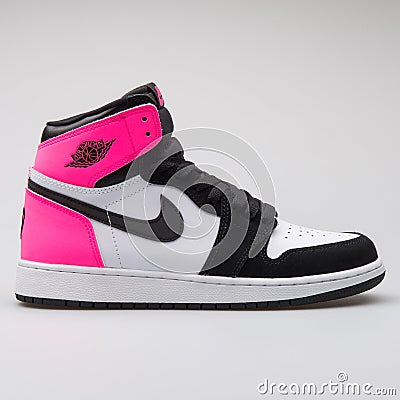 Nike Air Jordan 1 Retro high OG GG white, pink and black sneaker Editorial Stock Photo