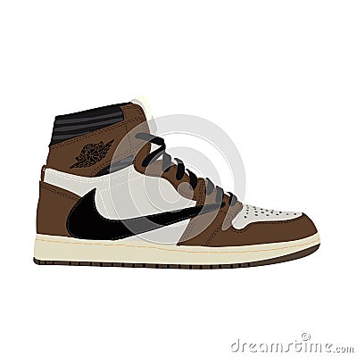 Nike Air Jordan. Sneaker. Trainer. Flat design. Vector illustration. Jordan 1 Retro High Travis Scott - Vector Vector Illustration