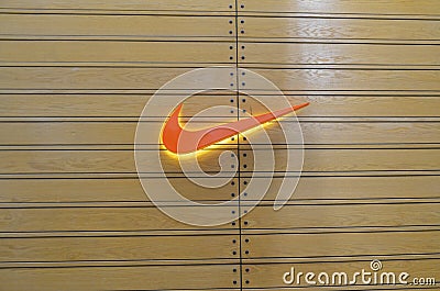 Nike Emblem at Emporium Mall Lahore Pakistan on 6th May 2017 Editorial Stock Photo