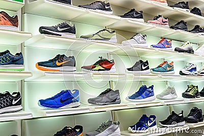 Nike Running Shoes For Sale In Nike Shoe Store Display Editorial Stock Photo