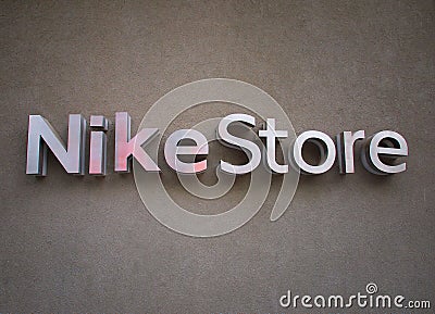 Nike store Logo on the wall Editorial Stock Photo