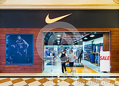 Nike store at at Venetian Macao hotel and casino resort in Macau Editorial Stock Photo