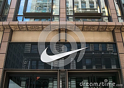 Nike swoosh above store entrance Editorial Stock Photo