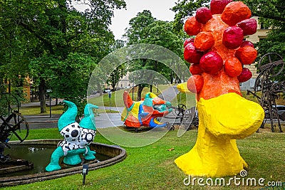 Niki de Saint Phalle and Jean Tinguely sculptures in Stockholm, Sweden Editorial Stock Photo