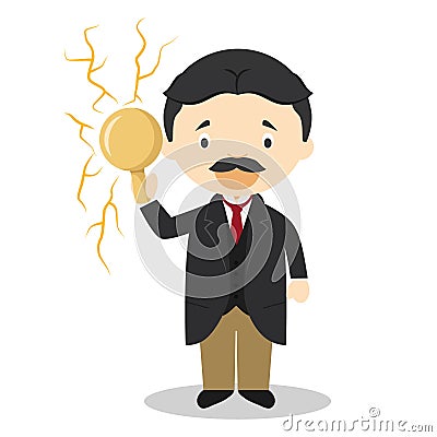 Nikola Tesla cartoon character. Vector Illustration Vector Illustration