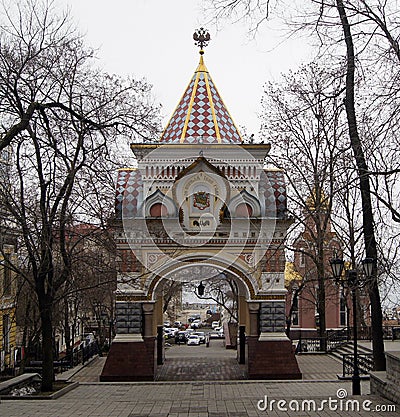 The Nikolaev Triumphal Gate, Vladivostok, Russia Editorial Stock Photo