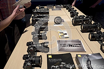 Nikon cameras and photo-shoot booth at the Consumer Electronic Show CES 2020 Editorial Stock Photo