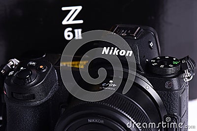 Nikon Z6 II camera photograph confrontation and competition between cameras. White background. The best mirrorless Editorial Stock Photo