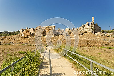 Nikopolis theater in Preveza greece, ancient Roman ruins Stock Photo