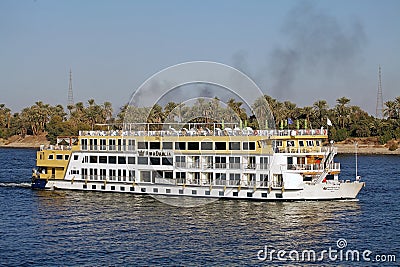 Nile cruises along the Nile river between Luxor and Aswan, Egypt Editorial Stock Photo