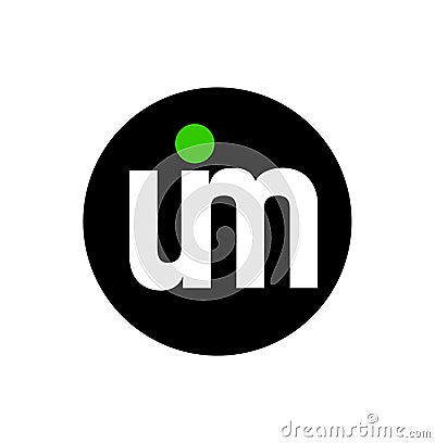 NIM letters on black round. UIM company initial letters monogram Vector Illustration