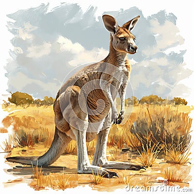 A nimble kangaroo bounding, AI generated Stock Photo