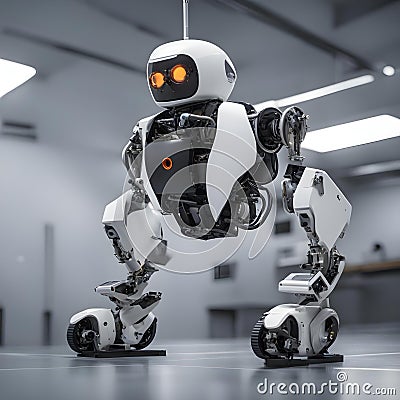 A nimble robot that uses plasma propulsion for quick, agile movements Stock Photo