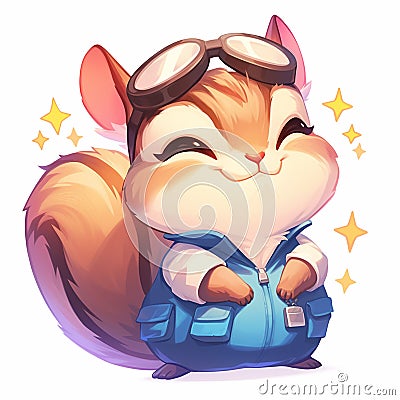 A nimble squirrel software engineer cartoon style Vector Illustration