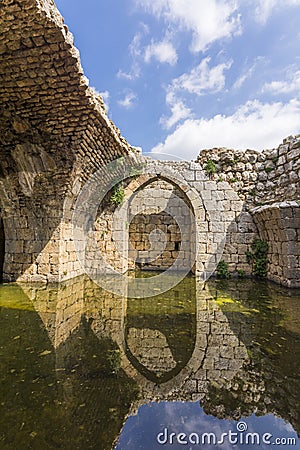 Nimrod Fortress Ruins water reservoir Stock Photo