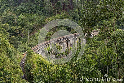 Nine Arches bridge in hill country of Sri Lanka Editorial Stock Photo