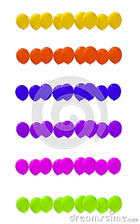 Nine balloons in various colors Stock Photo