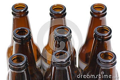 Nine beer bottles. Stock Photo